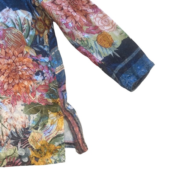 S Soft Surroundings 2BJ49 Ashbury Velvet Tunic Top Floral Print Shirt Romantic - Picture 4 of 6